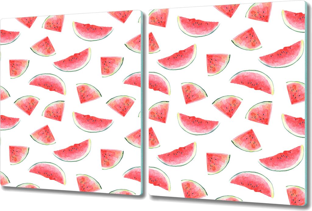 Glas Schneidebrett Herdabdeckplatten Schneideplatten - 2x 40x52 cm - Wassermelone