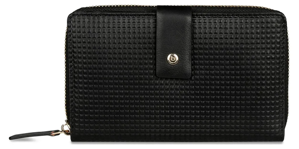 Portefeuille Bugatti Noemi zippé en similicuir grainé noir avec logo
