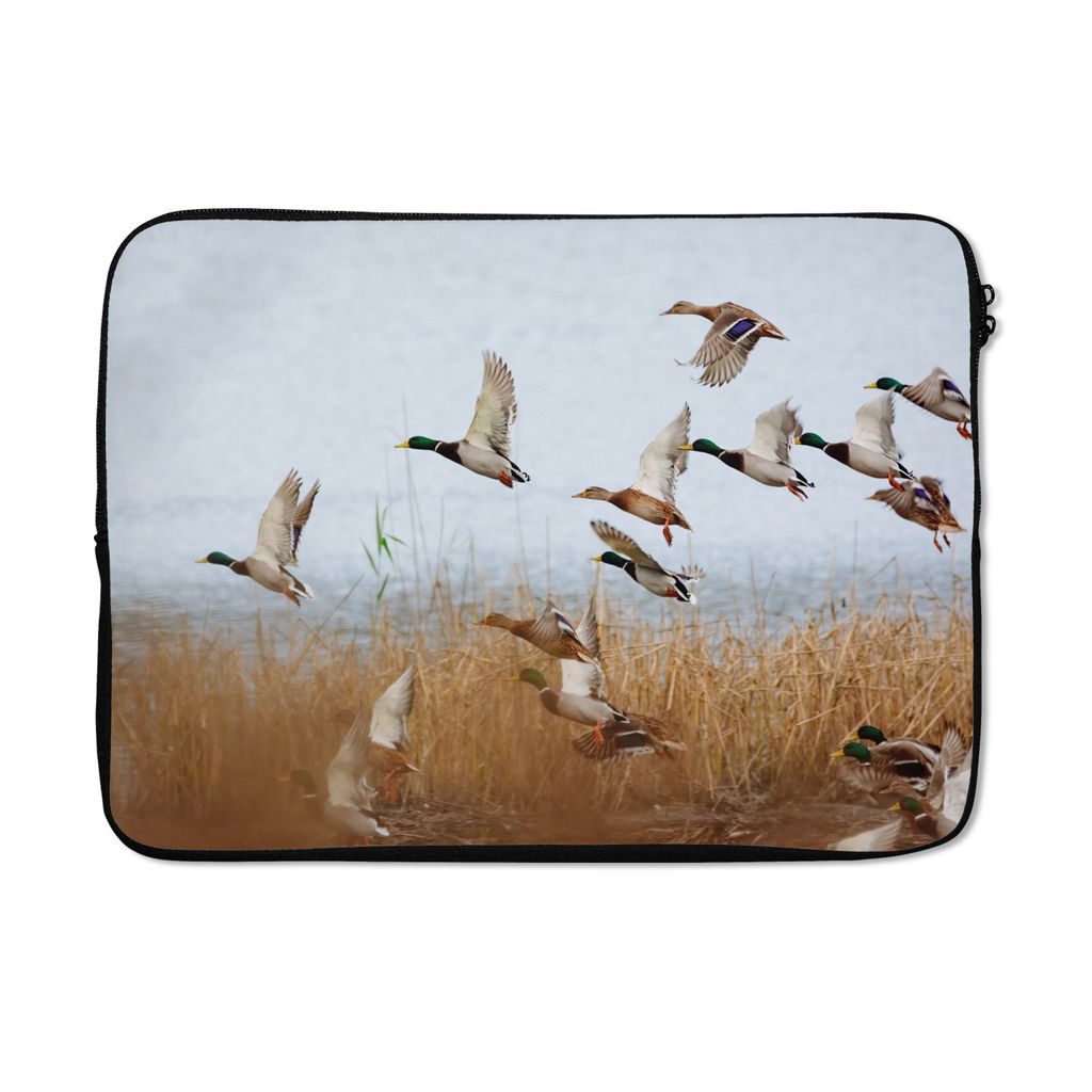 MuchoWow Laptop Hülle 14 ZollEnte - Vogel - Schilf - Wasser - Enten Laptoptasche - Laptoptasche - Stoßsicher - Schutzhaube