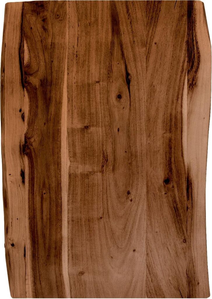 Holzplatte 60x40 cm Tonia, Tischplatte aus Akazienholz massiv + nussbaumfarben, Baumkanten-Platte für Heimwerker, geeignet für Arbeitsplatten, Ti...