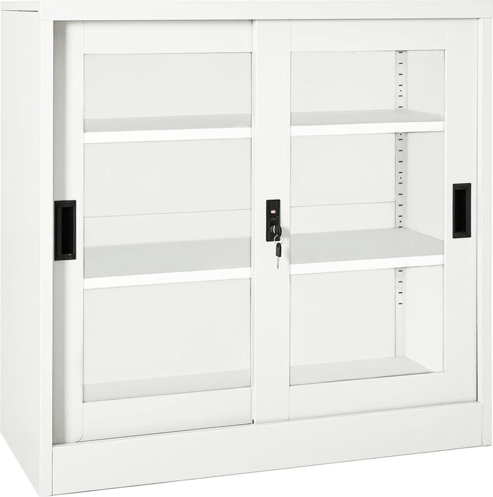 Schrank mit Schiebetür Weiß 90x40x90 cm Stahl