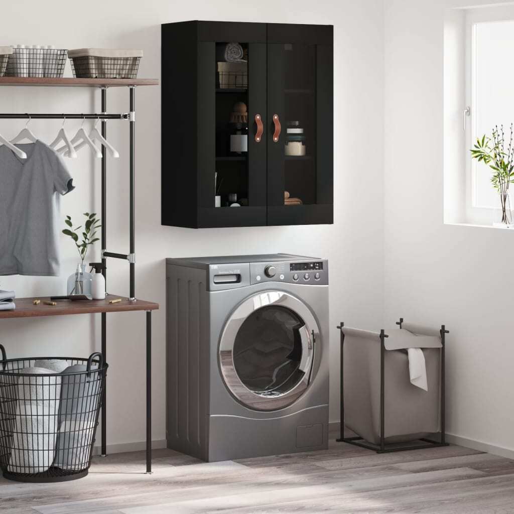 The Living Store Wandschrank Schwarz 69,5x34x90 cm