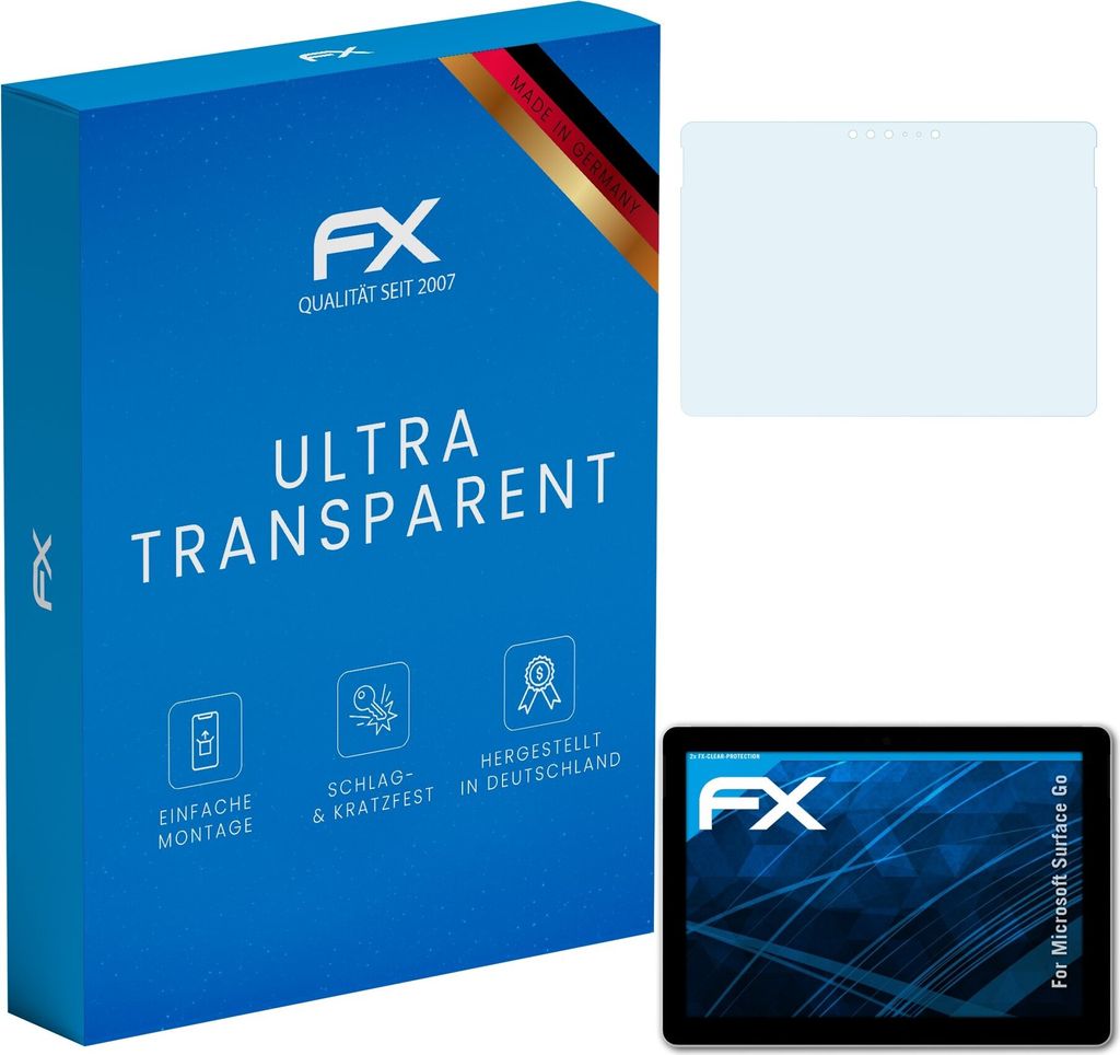 atFoliX 4061186018049, Laptop Bildschirmschutz, Transparent, Microsoft, Surface Go, Klare Bildschirmschutzfolie, Kratzresistent