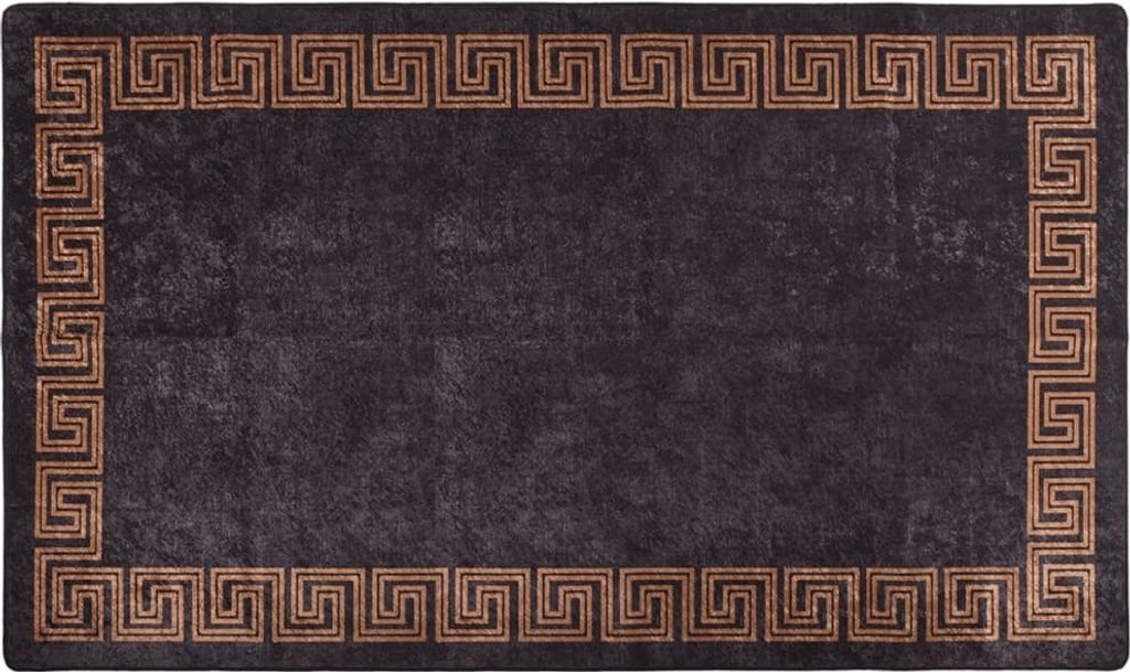 The Living Store Teppich Waschbar 190x300 cm Schwarz und Golden Rutschfest