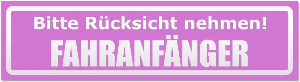 Kiwistar - Autoaufkleber - Flieder - 30 x 8 cm - Bitte Rücksicht nehmen. Fahranfänger invertiert - Hinweis Aufkleber Sticker für Auto, Kfz, Fahr...