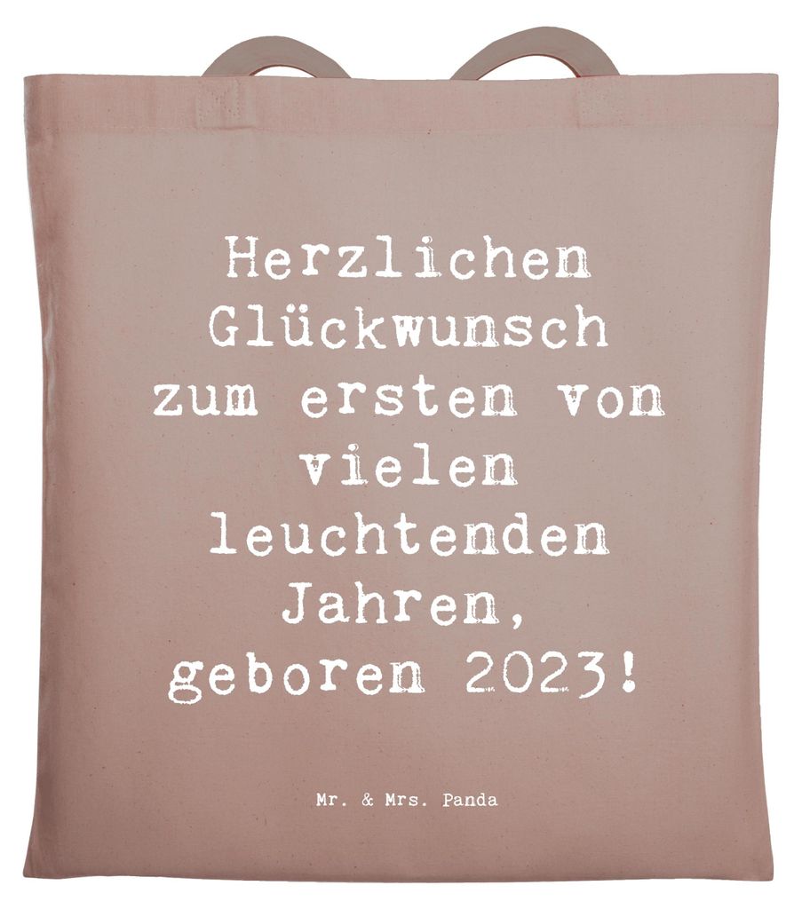 Mr. & Mrs. Panda Tote Bag Spruch 2023 Geburtstag - Braun Pastell - Geschenk, neues Lebensjahr, Shopping Tasche, Geburtsjahr, Geburtstagsgeschenk, L...
