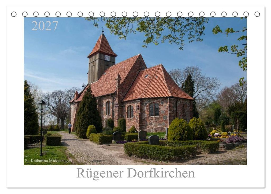 Dorfkirchen auf Rügen (Tischkalender 2027 DIN A5 quer), CALVENDO Monatskalender