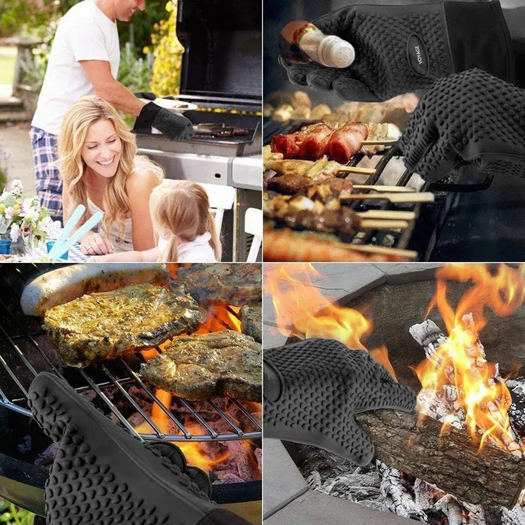 Guanti da Forno in Silicone Resistente 500°C: Set 2 Pezzi Professionali BBQ - 5