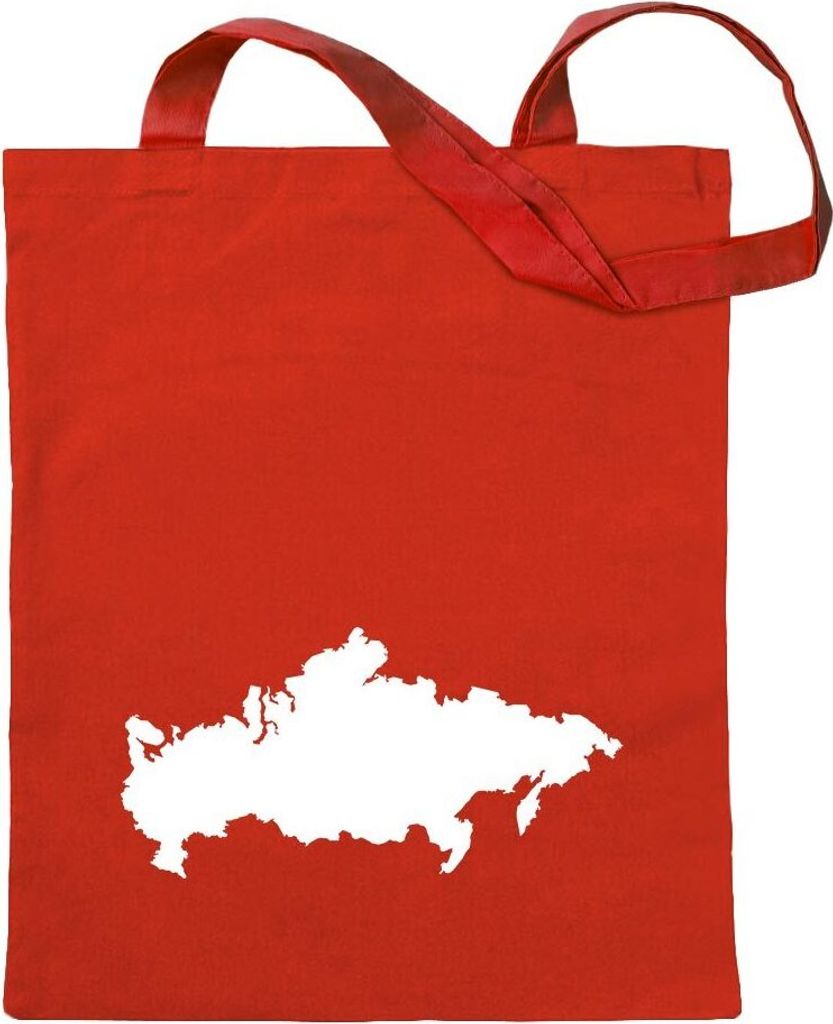Kiwistar - Baumwolltasche - rot - Russland Umriss Kontur - Tragetasche Stoffbeutel Umhängetasche Langer Henkel