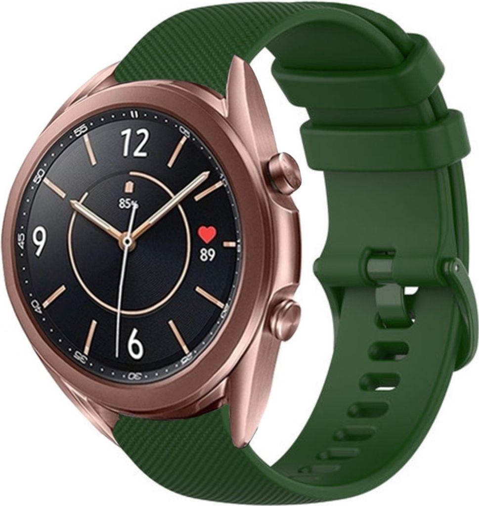 Strap-it Samsung Galaxy Watch 3 41mm Luxus-Silikonarmband (Armeegrün)