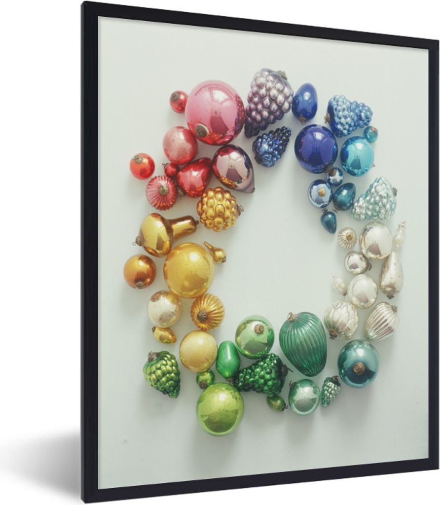 MuchoWow Gerahmtes Poster Die verschiedenen Arten von Weihnachtsschmuck 30x40 cm - Poster mit Schwarzem Bilderrahmen Wandposter Rahmen Foto Bilde...