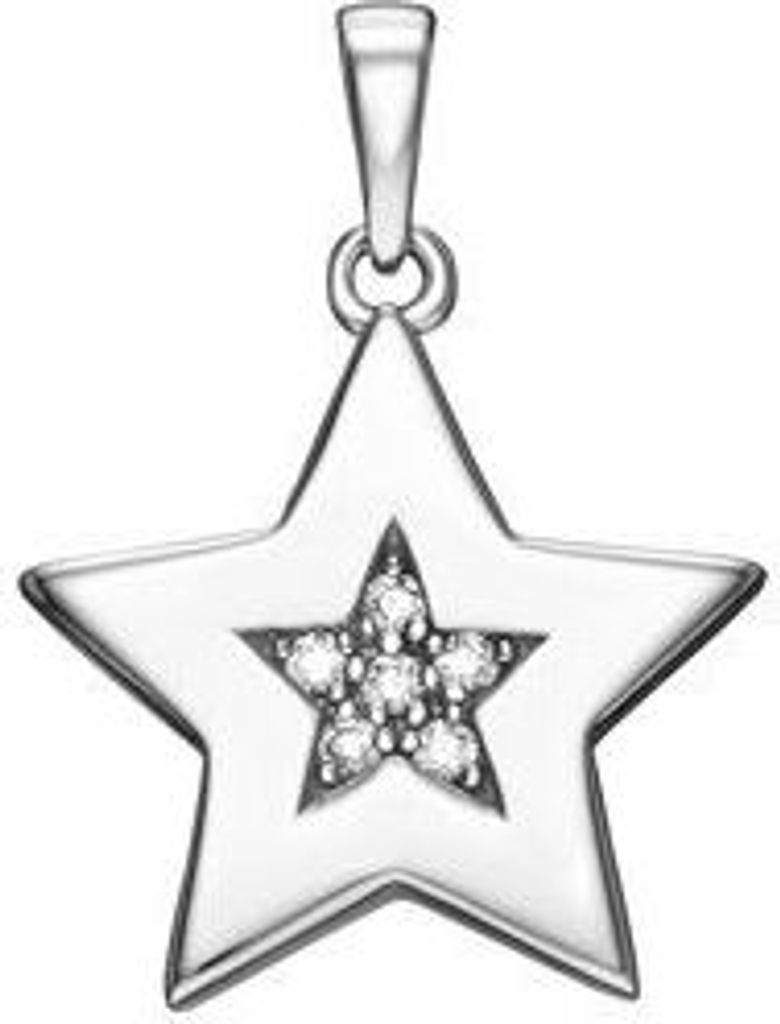 Anhänger Stern Zirkonia 925/- Silber rhodiniert poliert