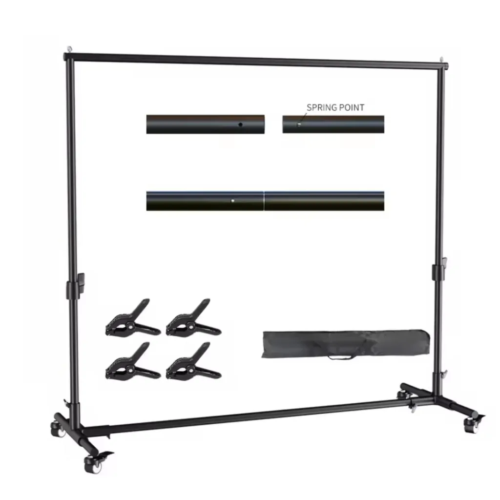 Support de fond photo mobile 2x2 m : structure métal stable et réglable