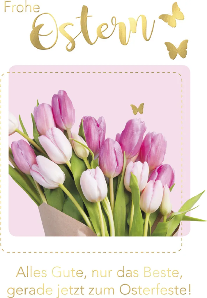 SUSY CARD 40051581 Carte de voeux de Pâques aux tulipes roses élégante