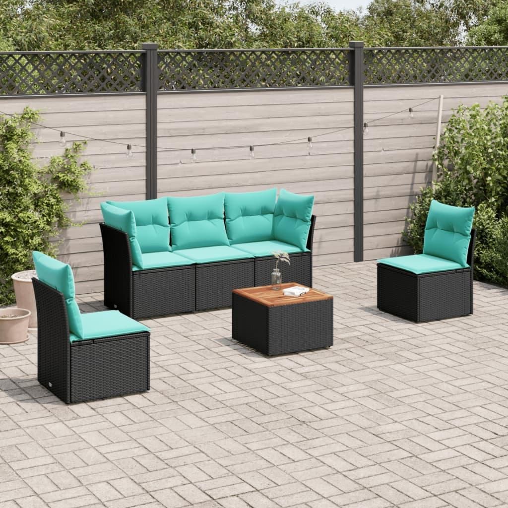 Maison Exclusive - 6-tlg. Garten-Sofagarnitur mit Kissen Schwarz Poly Rattan