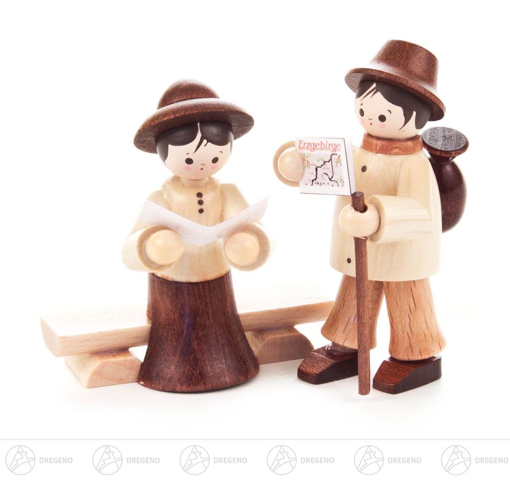 Miniatur Wandererpaar natur Höhe ca 6 cm NEU