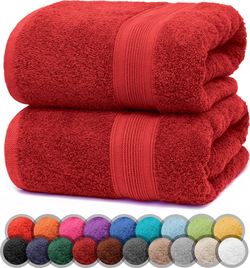 Frottier Duschtücher 2er Pack 70x140cm, 100% Baumwolle, Rot Produktbild 