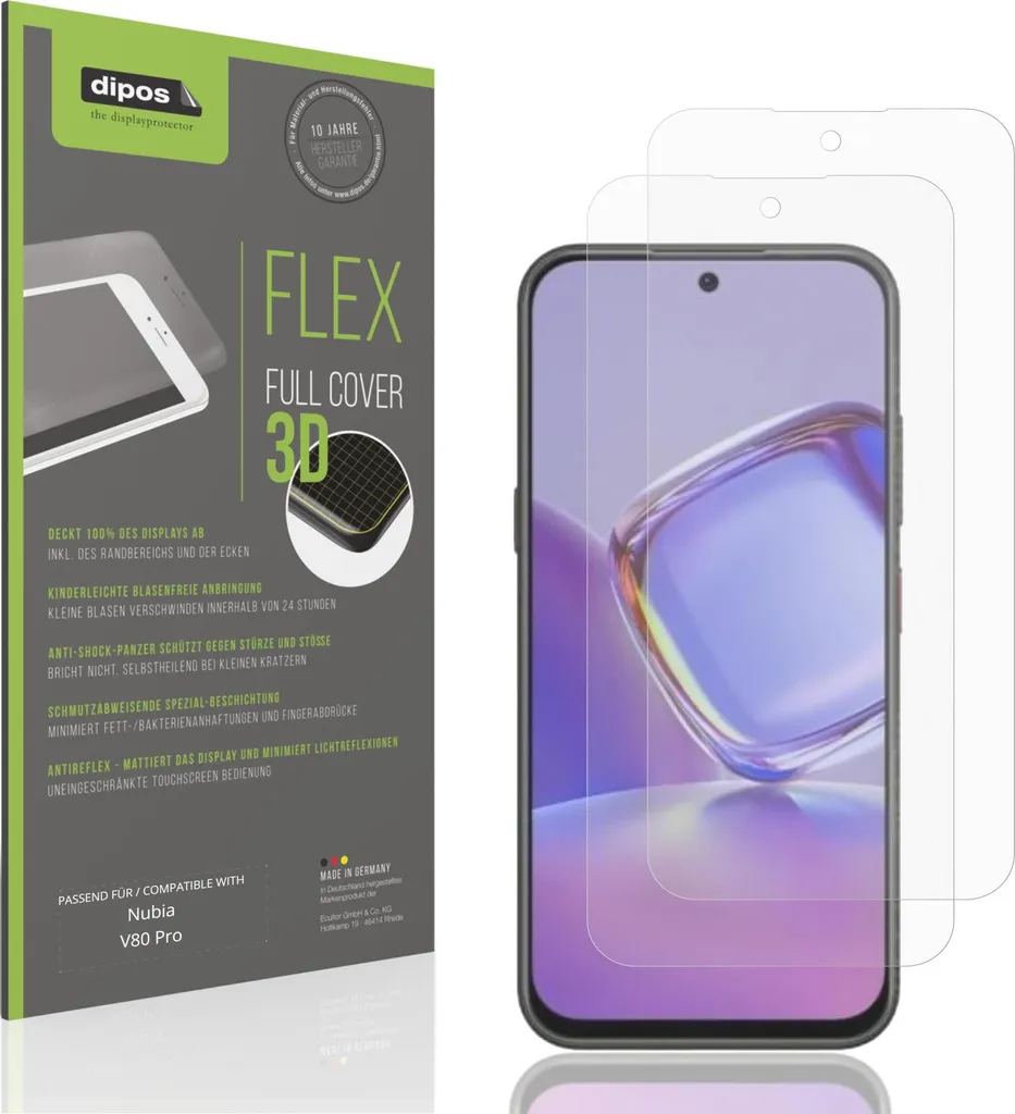 2x Pellicola Opaca Premium per Nubia V80 Pro: Anti-Riflesso e Anti-Shock