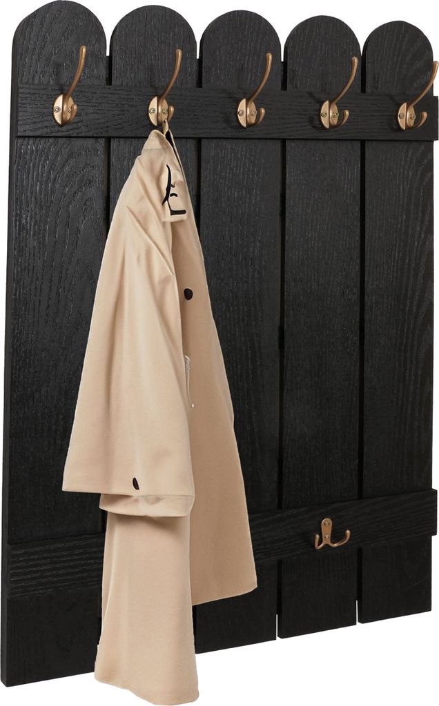 Wandgarderobe MCW-N95, Garderobe Garderobenpaneel, Paulownia 7 Haken 86x60cm schwarz