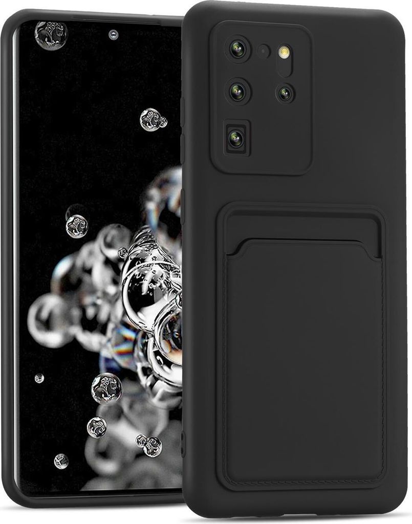 Conie Schutzhülle für Samsung Galaxy S20 Ultra mit Kartenfach Tasche Case Cover Bumper Silikon Hülle in Schwarz