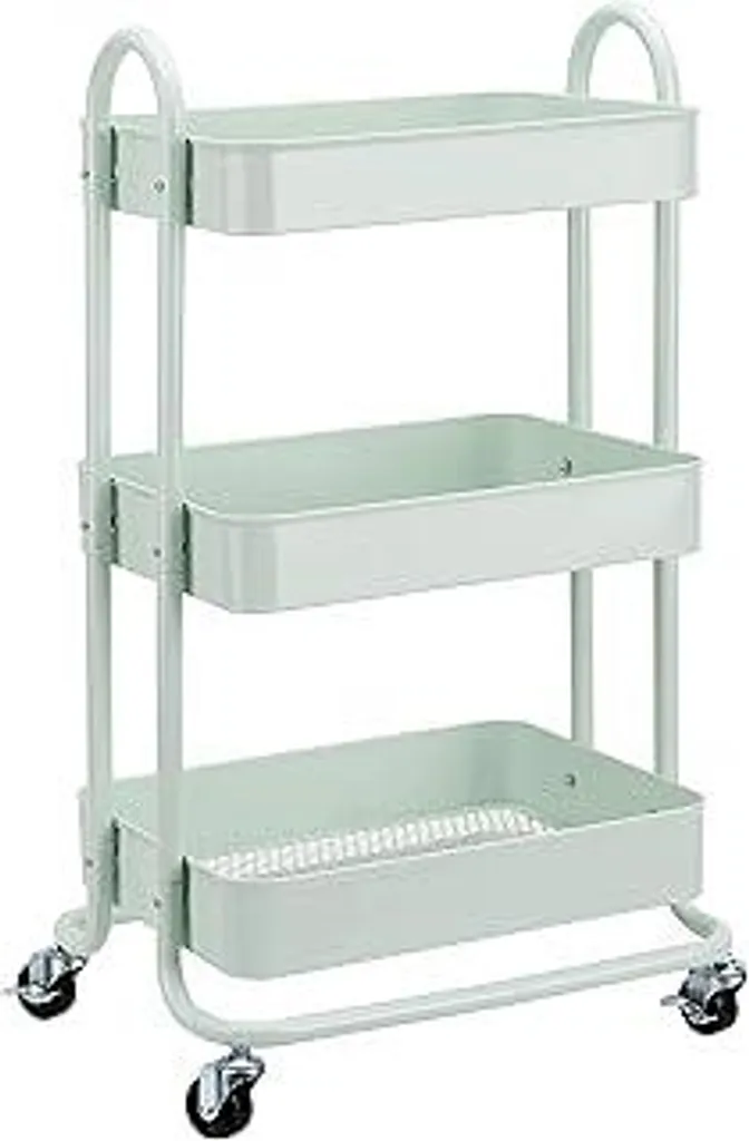 Carrello Portautensili Metallo Verde Menta - 3 Ripiani per Casa e Hobby