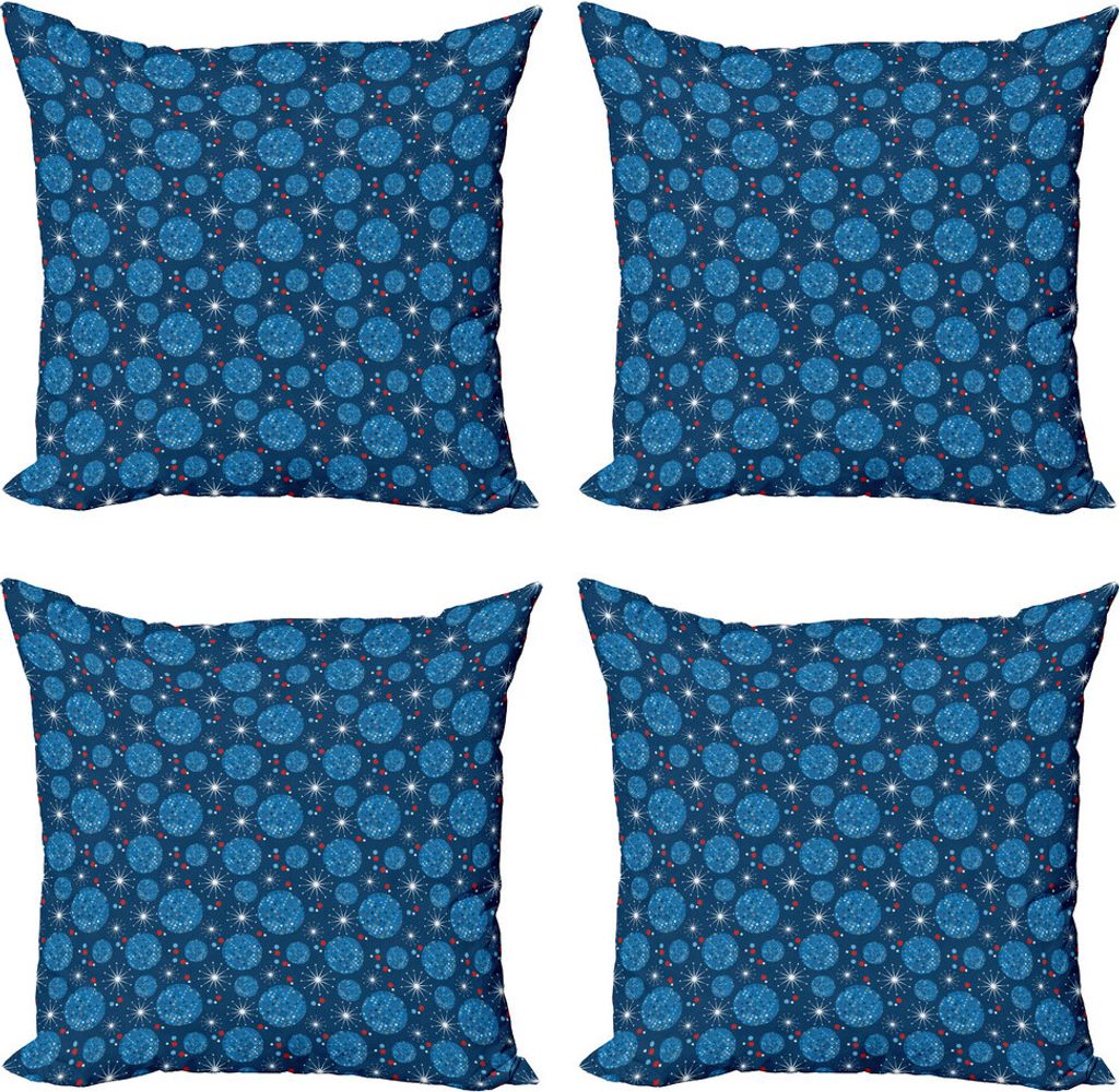 ABAKUHAUS Abstrakt Kissenbezug Set (4 Stück), Kreis-Punkt-Löwenzahn, Moderner Doppelseitiger Digitaldruck, 40 cm x 40 cm, Mehrfarbig