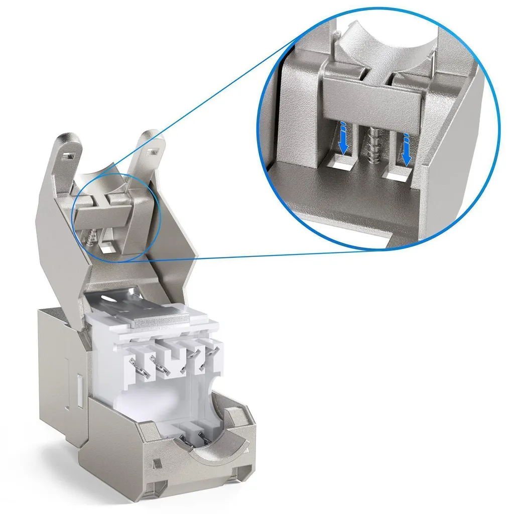 Module Keystone RJ45 Cat.7 blindé STP sans outils pour réseau Ethernet