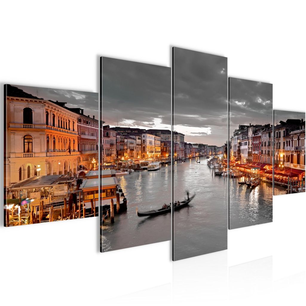 Bild Bilder auf Leinwand Venedig Bild von Canal Grande in Venedig mit Santa Maria Della Salute Basilika Wandbild Leinwandbild Poster