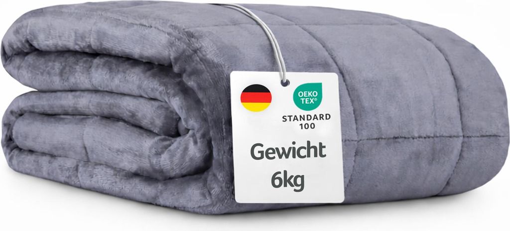 Gewichtsdecke 125x200 cm 6 kg – Therapiedecke mit Glasperlenfüllung, Anti-Stress Entspannungsdecke, beschwerte Kuscheldecke für besseren Schlaf