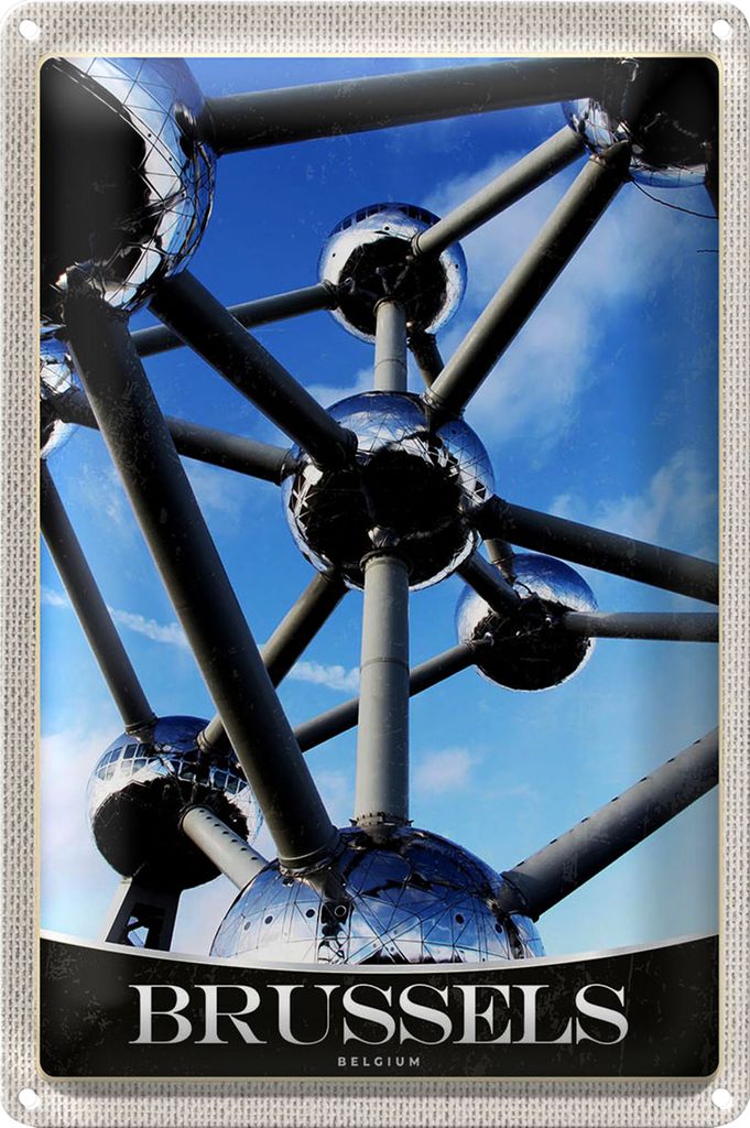 Blechschild Reise 40x30cm Brüssel Belgien Atomium Chemie Urlaub