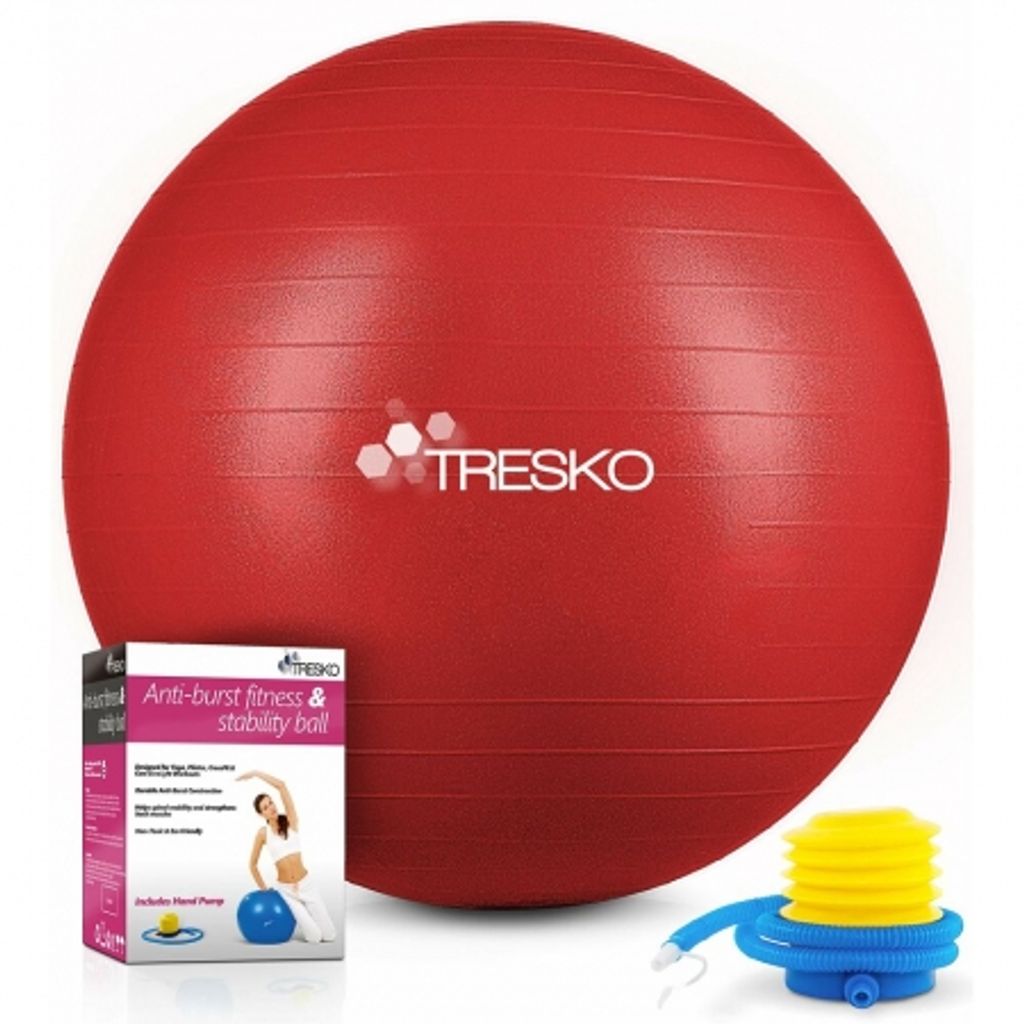 TRESKO Balle de gymnastique (rouge, 75cm) avec pompe Balle Image du produit 