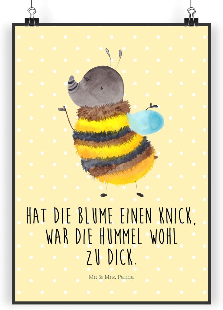 Mr. & Mrs. Panda Bild Hummel flauschig DIN A4 - Gelb Pastell - Geschenk, Kunstdruck, Lustige Sprüche, Biene, Plakat, Wanddekoration, Natur, wandde...