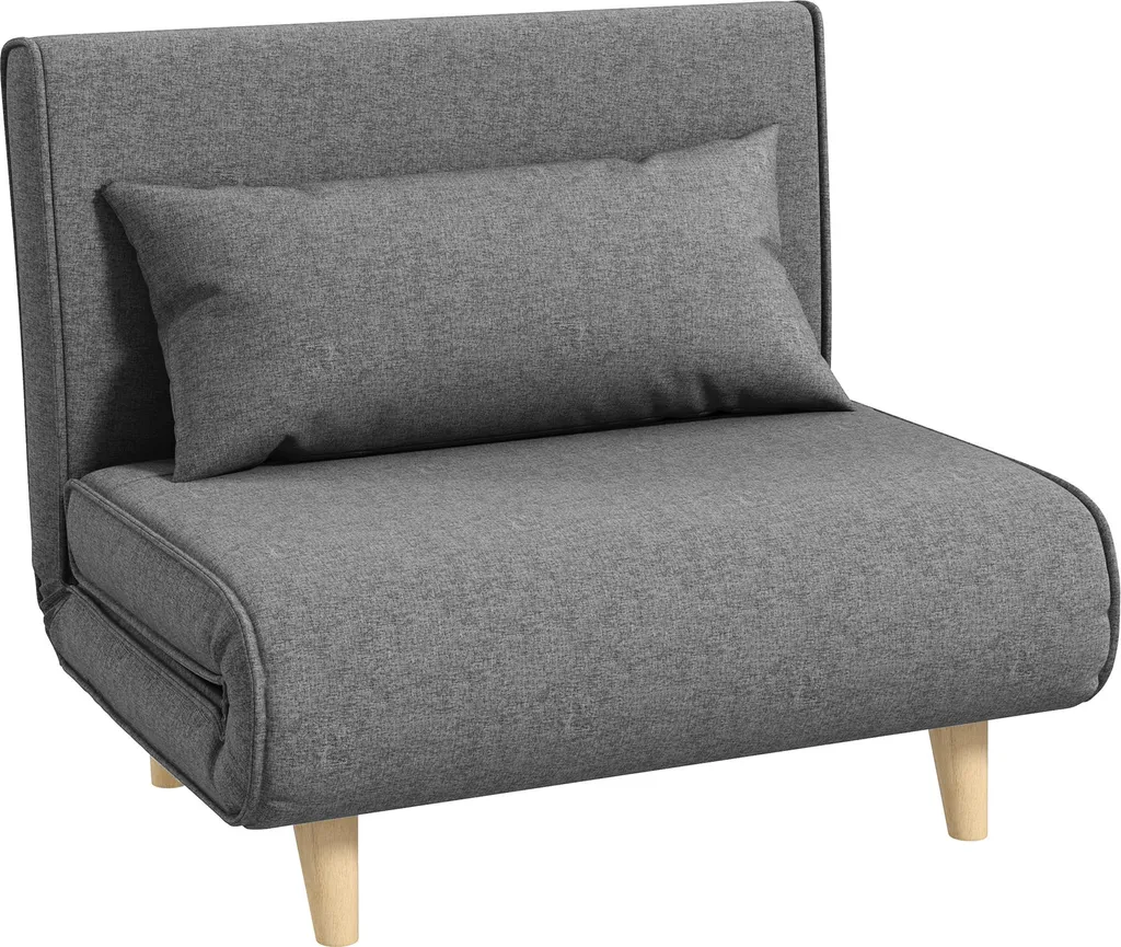 Canapé convertible scandinave avec dossier réglable, gris 95x95 cm