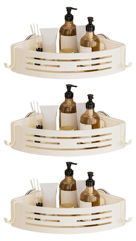 Eckregal mit Saugnapf, dreieckige Duschablage, verstellbarer Badorganizer ohne Bohren mit Handtuchhalter für Dusche und Küche