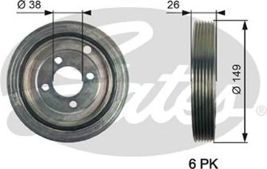 Poulie de vilebrequin pour Peugeot 206 et 307 - GATES TVD1104 0515Q7
