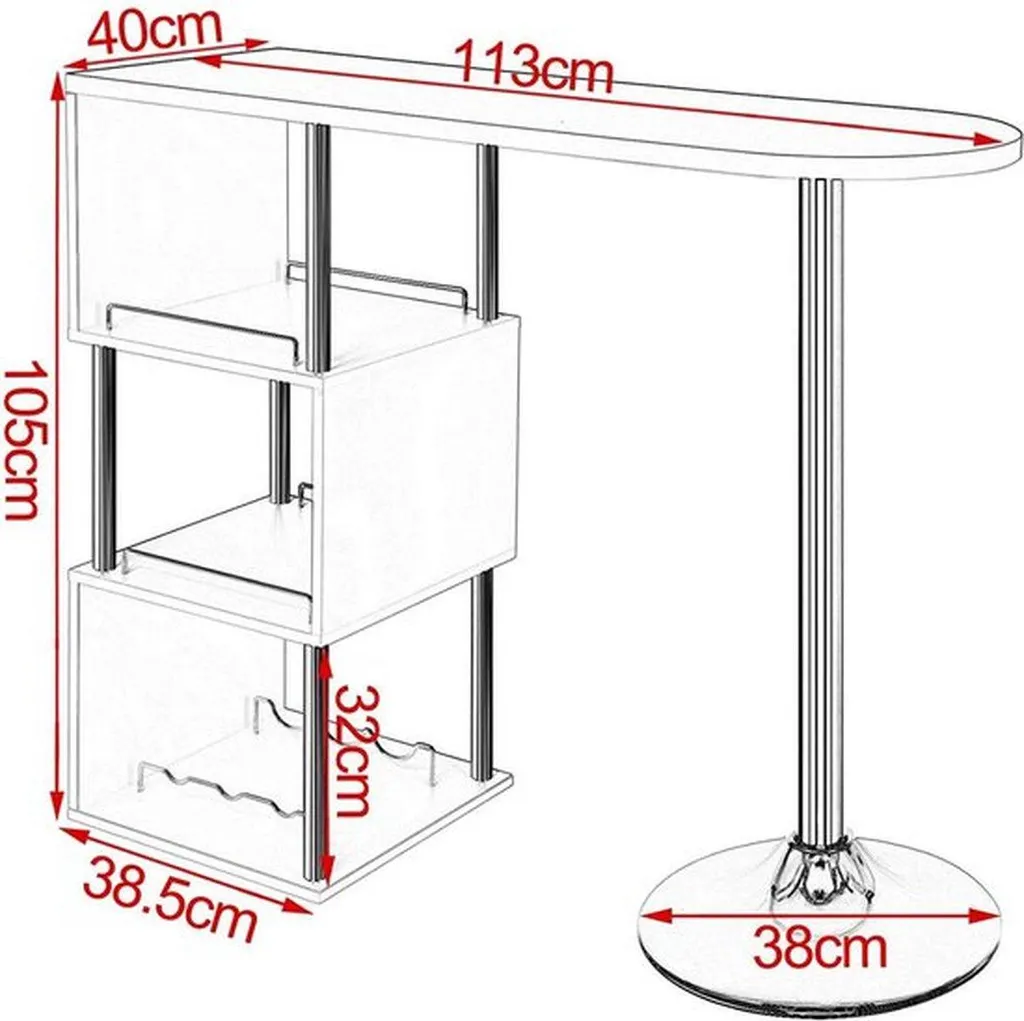 Table haute Bolt Edge blanche avec rangement et structure en métal - 2