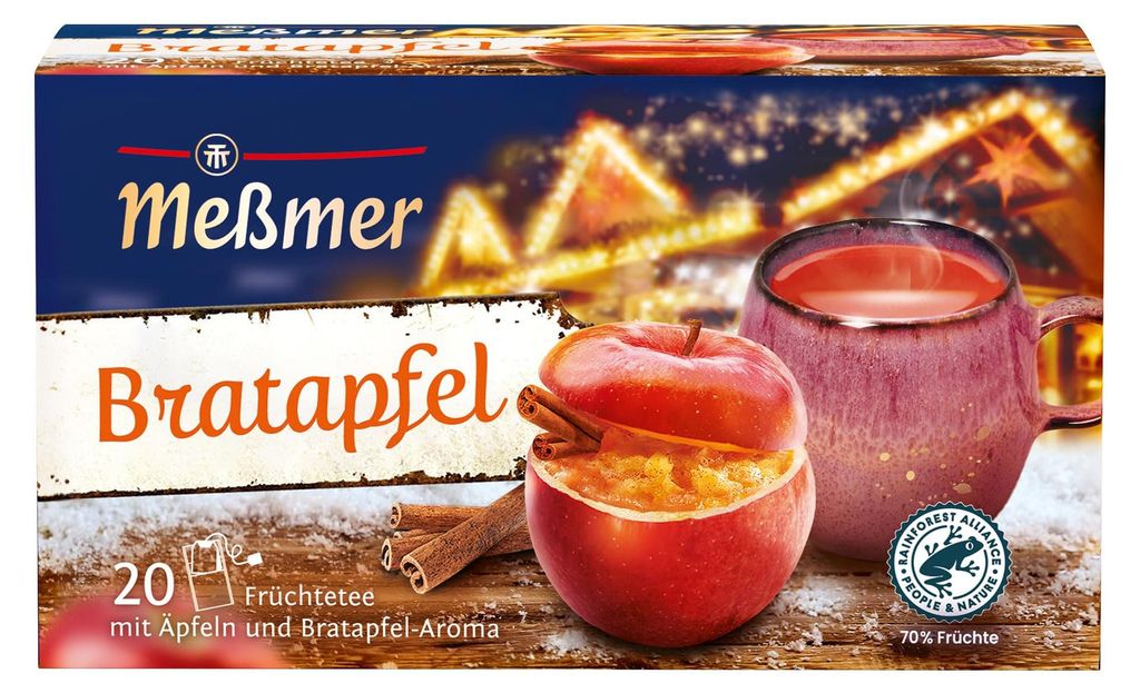 Meßmer Bratapfel | Winterlicher Früchtetee mit Produktbild 