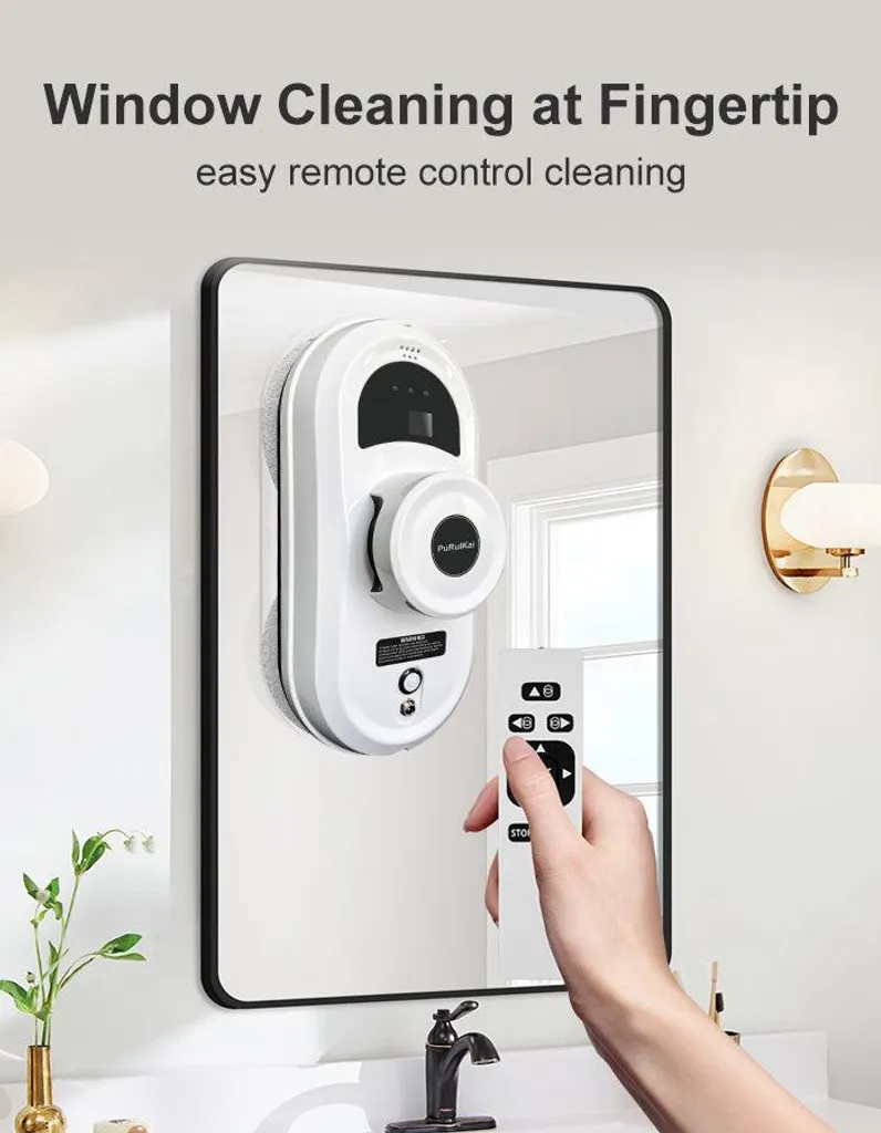 Robot lave-vitres puissant 2800 Pa avec télécommande et navigation IA - 2