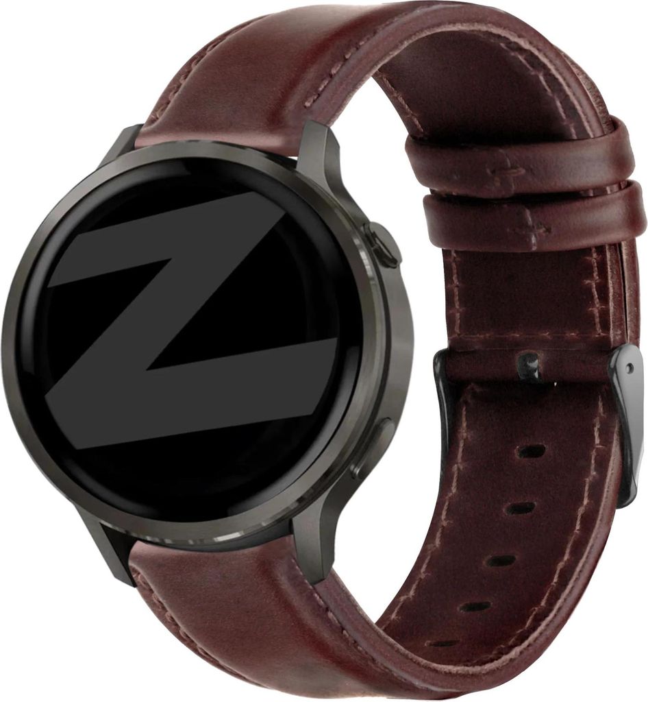 Bandz Lederband 'Classic' (22mm) - Passend für Garmin Vivoactive 4 / Garmin Venu 2 / Garmin Venu 3 / Garmin Forerunner 255 / Garmin Forerunner 265...