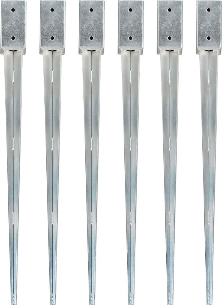 Piquets de terre 6 pcs Argenté 7×7×90 cm Acier galvanisé Image du produit 