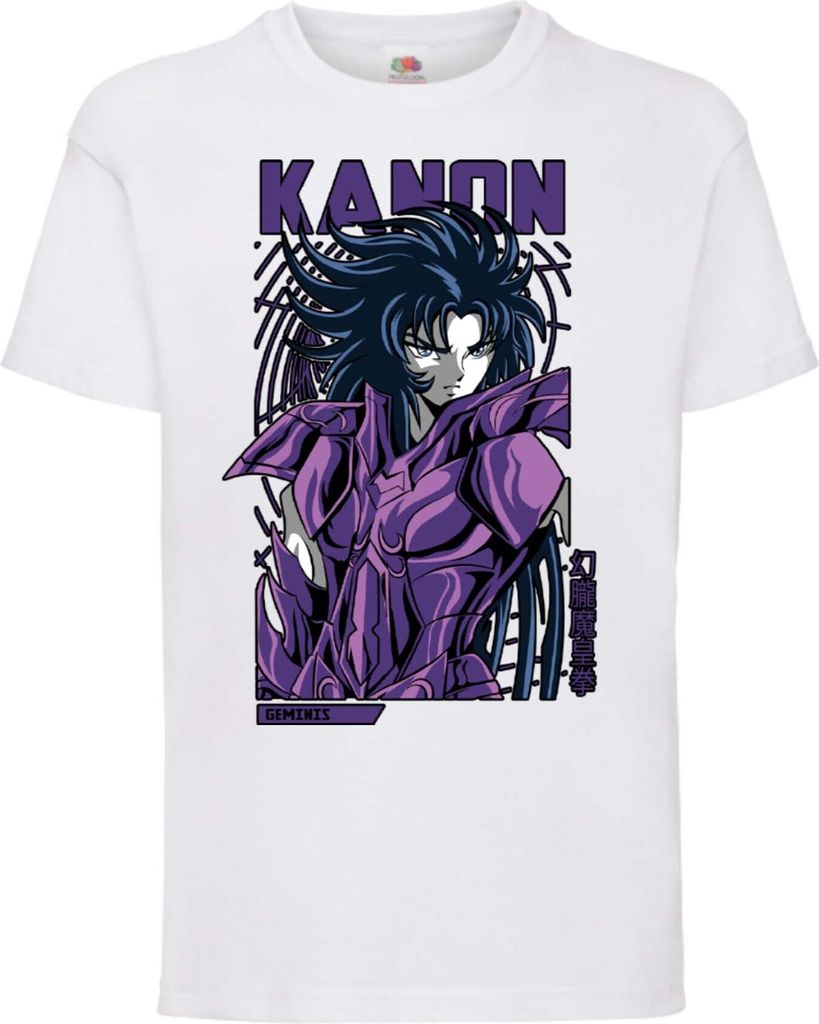 Kinder T-Shirt Saint Anime Seiya Gemini Kanon Gemini Kanon, 5-6 Jahr - 116 / Weiß