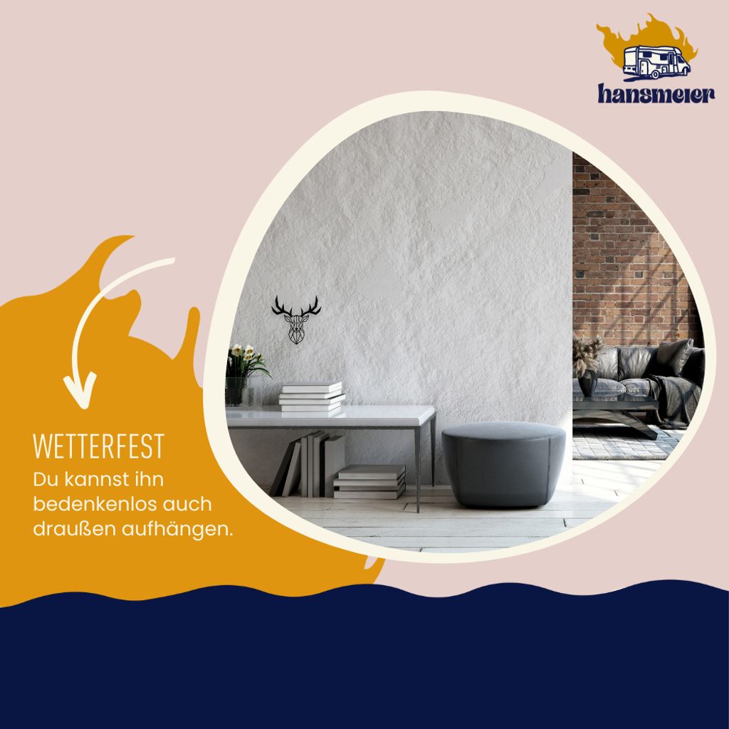 Hansmeier | Hirsch-Wanddeko aus Metall | 30 x 30 cm | Produktbild 4
