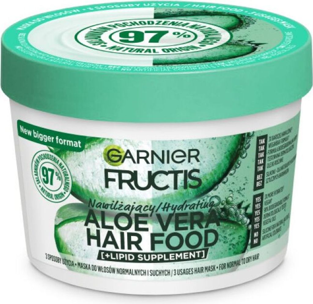 Garnier Fructis Aloe Hair Food Feuchtigkeitsmaske für trockenes und normales Haar 400 ml