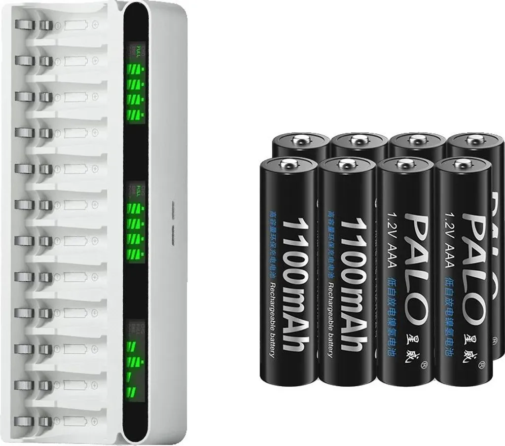 Batterie AAA Ricaricabili 1100mAh - Best Buy Kit con Caricatore 8 Slot