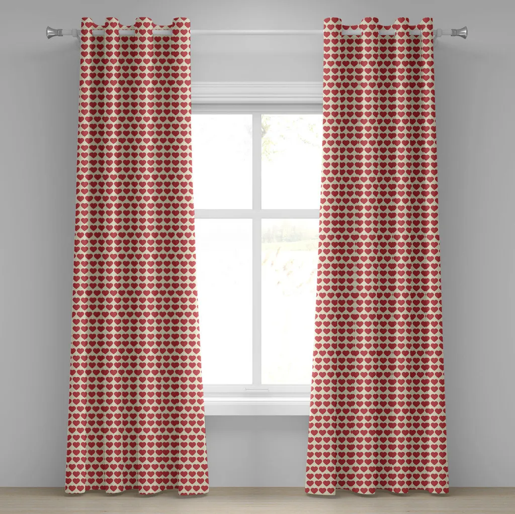 Rideaux de chambre ambiance romantique cœur rouge 280x175cm ABAKUHAUS