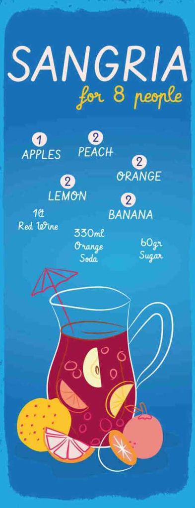 vianmo Holzschild 27x10 cm Sangria Recipe for 8 people Essen Trinken