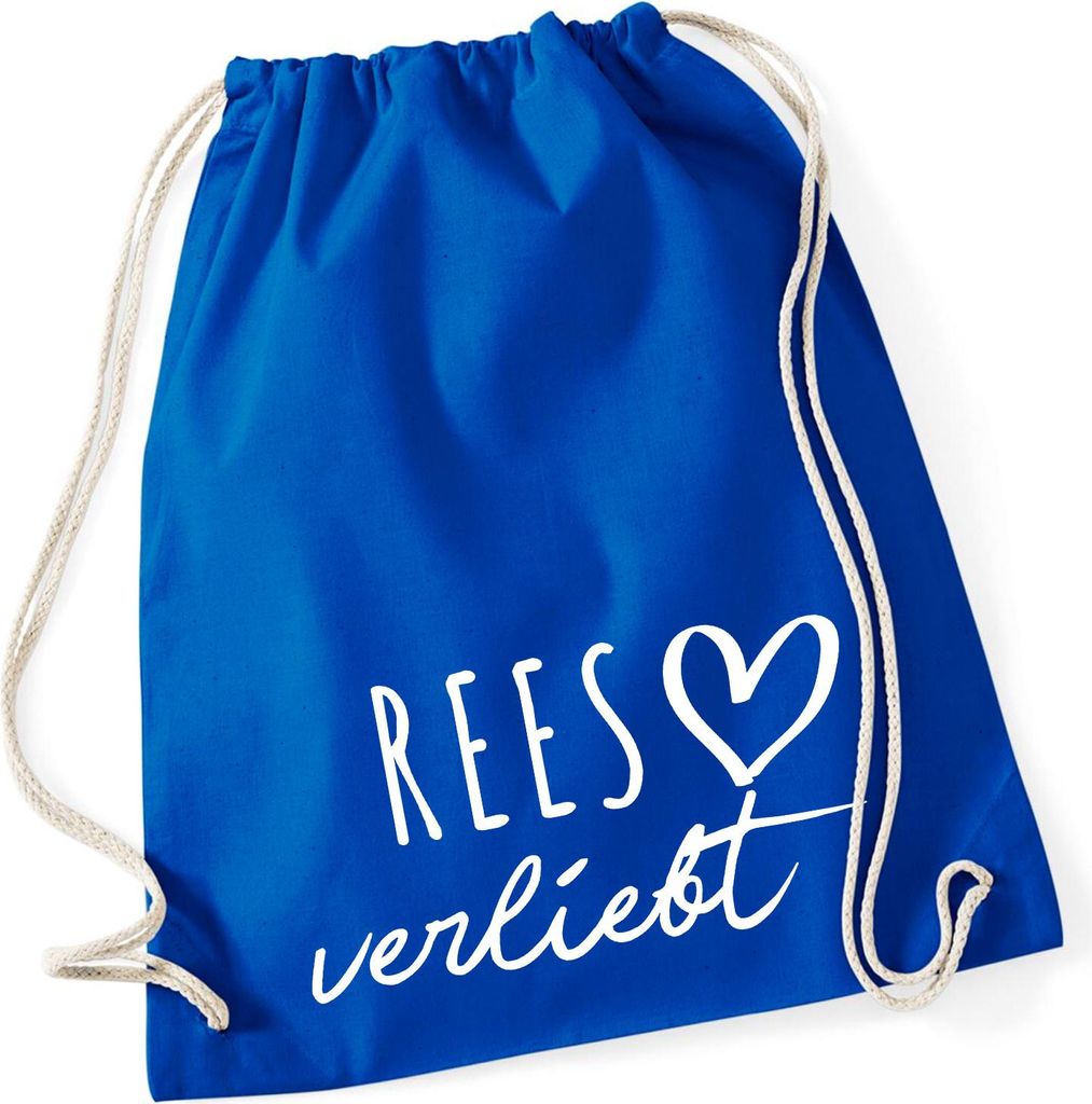 Huuraa Turnbeutel Rees verliebt 12 Liter Bright Royal Baumwolle Rucksack Geschenkidee