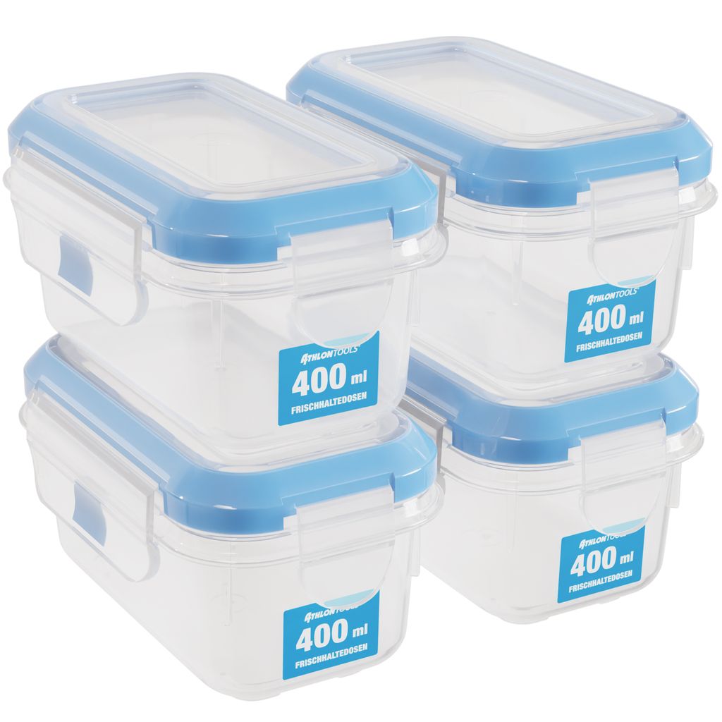 ATHLON TOOLS 6x 5 L opbergdozen met deksel, voedselveilig - Sluitclips