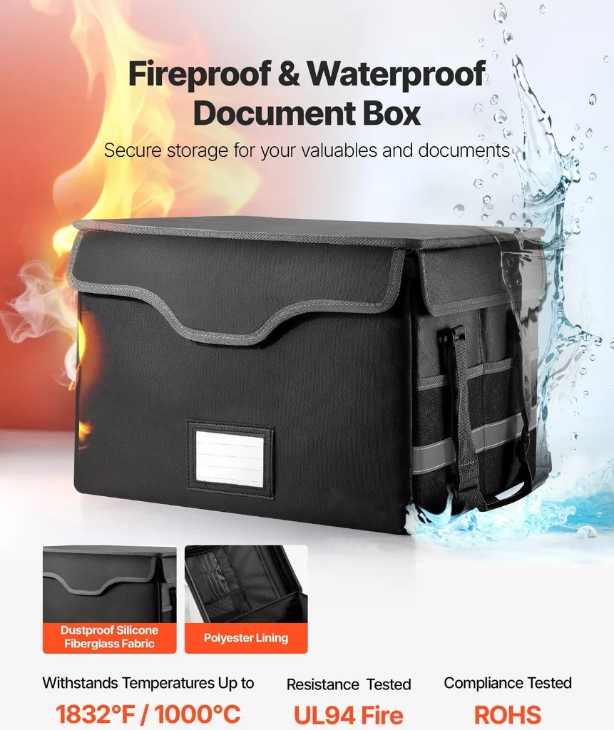 Coffret porte-documents résistant au feu 1000°C et étanche - Format A4 - 2