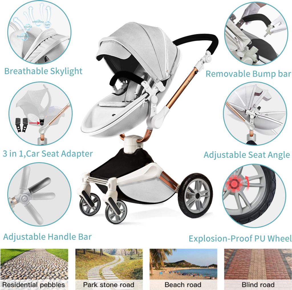 Hot Mom 360 Drehbar Kinderwagen 2in1 Kombikinderwagen mit Produktbild 6